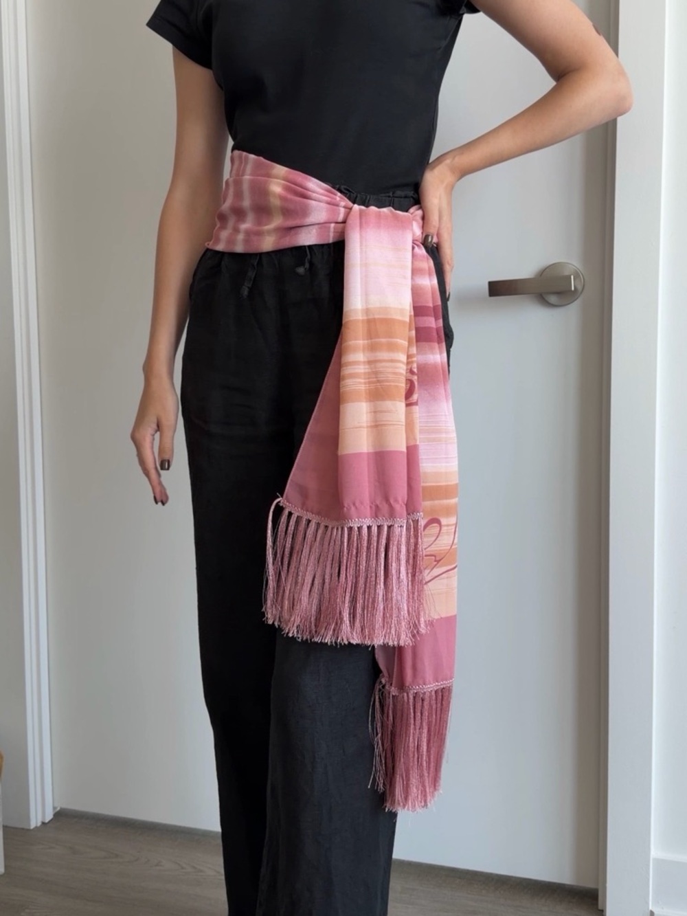 Draped Scarf with fringe